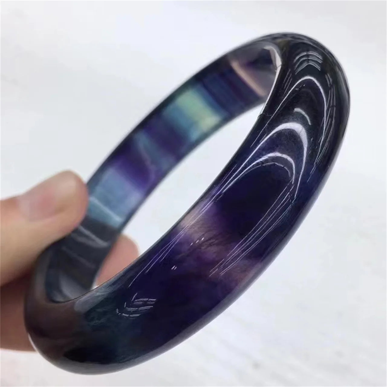 Natural Colorful Fluorite Bracelet Polished Crystals Crafts Healing Stone Crystal Bangles
