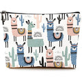 Cute Alpaca Fashion Makeup Bags for Women Waterproof Canvas Polyester Zipper Soft Handle Travel for Pouch Funny Cosmetic