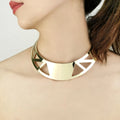HANSIDON Minimalist Fashion Africa Jewelry Statement Triangle Hollow Pattern Choker Necklace Gold Plated Chunky Jewelry