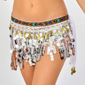 Wholesale Elegant Belly Dance Performing Shiny Sequin Wrap Lace up Short Mini Half Skirt Wrap Waist Scarf for Women