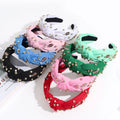 2024 New Luxury Diamond Pearl Hair Band Fabric Studded Beads Rhinestone Knotted Headbands Bling Wide Diademas for Women