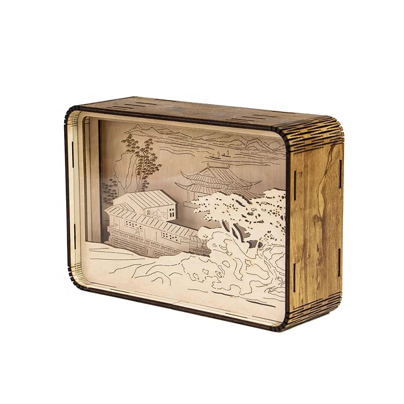 Wood Carving OEM ODM Original Processing Wood Products Wood Carving Lamp Laser Engraving Business Gift Night Light Wood Crafts