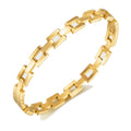 Women Fashion Trendy Stainless Steel square Steel Bangle Bracelet 18k Gold Plated Jewelry