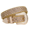 Rockstar Rhinestones Diamond Belt for Woman Men Western Leather Shining Cowgirl Cowboy Crystal Studded Belts for Jeans