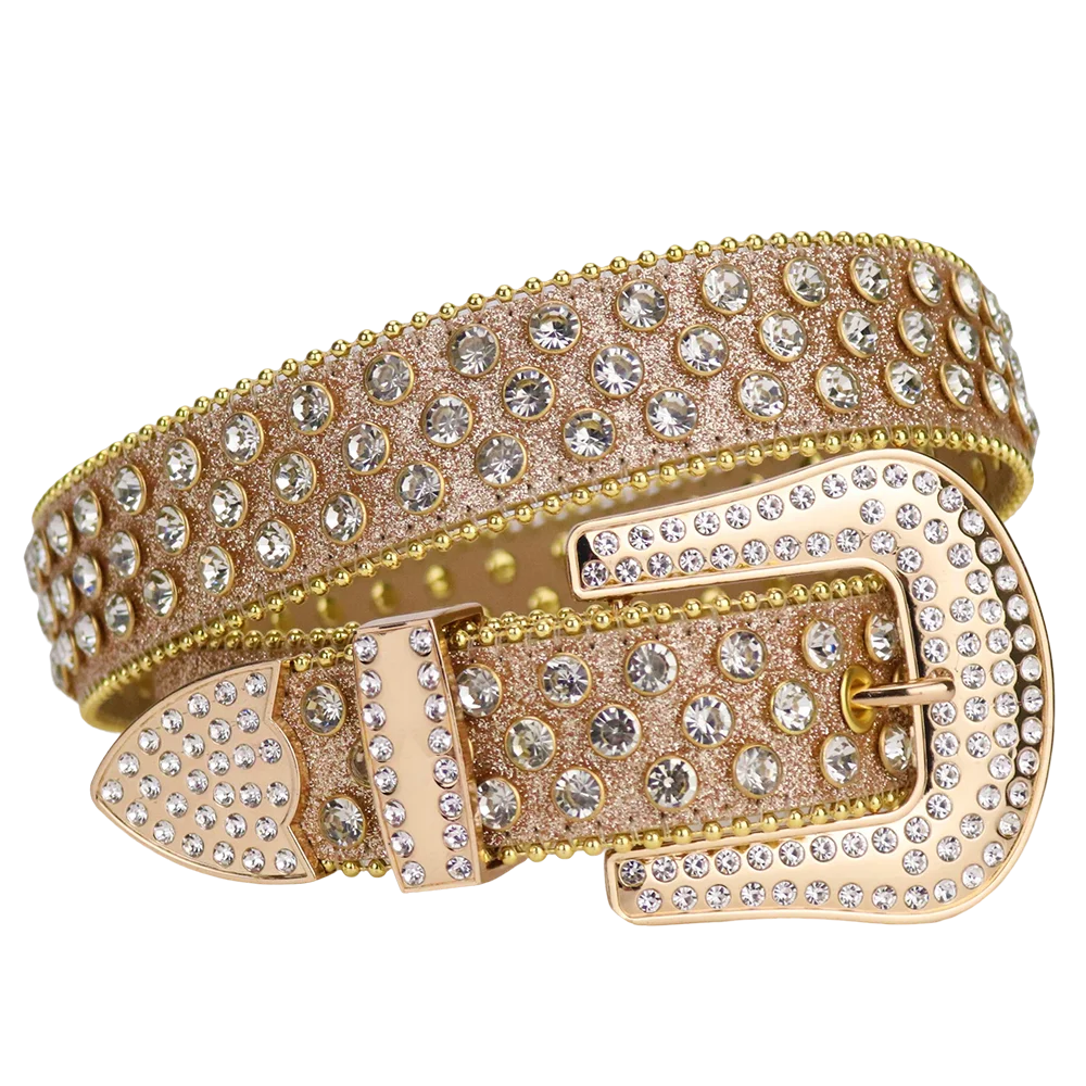 Rockstar Rhinestones Diamond Belt for Woman Men Western Leather Shining Cowgirl Cowboy Crystal Studded Belts for Jeans