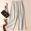 Cotton Linen Straight Loose Wide-leg 8 Colors Pants for Women 2023 Summer Elastic Waist Pleated Light Ankle-length Women's Pants