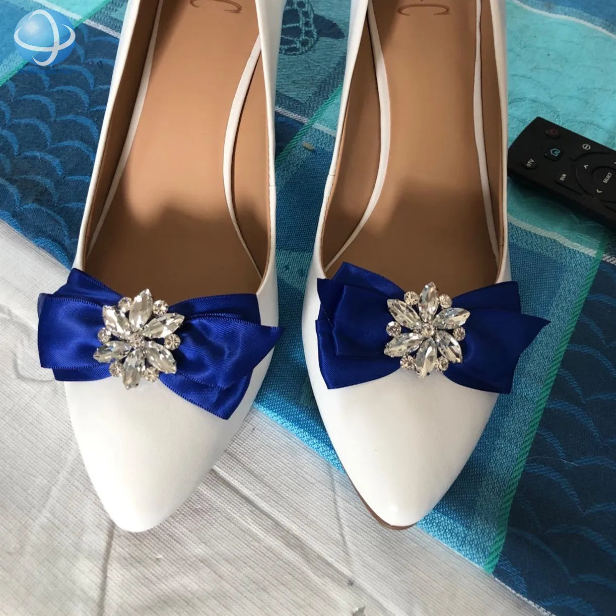 Decorative Rhinestone Ribbon Bow Shoe Clip Detachable Bridal Wedding Shoe Clips