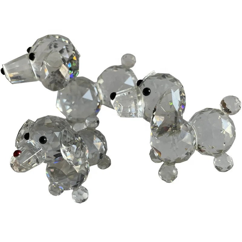 Custom Cute Dog Figurine Crystal Sculpture Collection Cut Glass Ornament Statue Animal Collectible for Home Decor