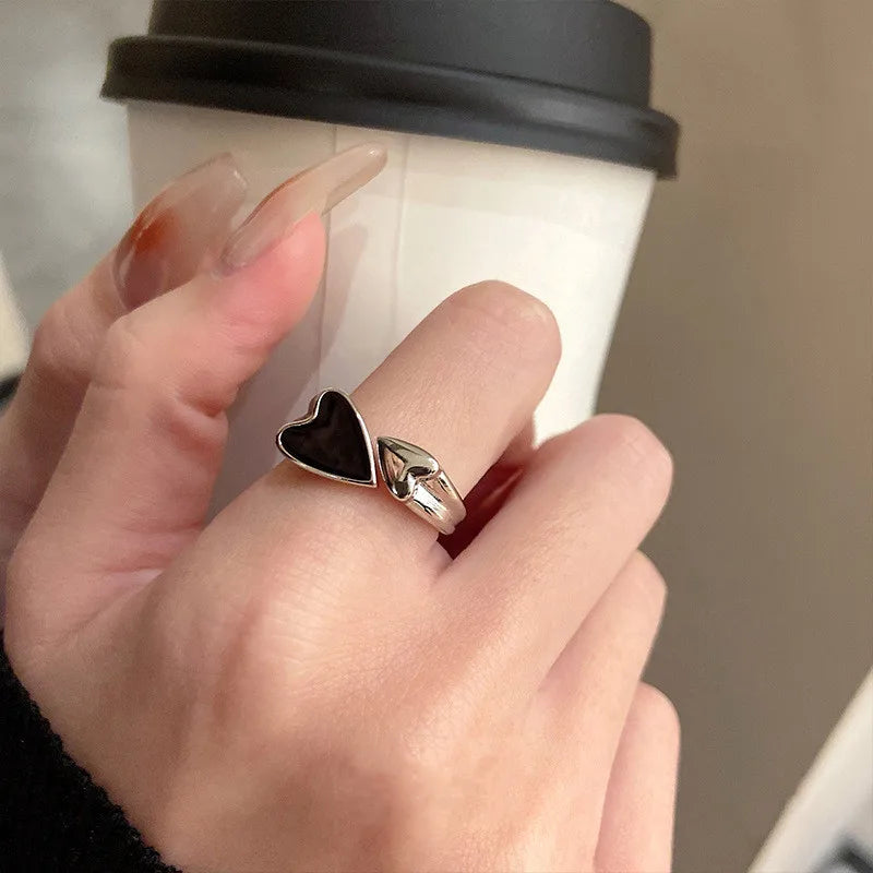 Heart-shaped Open Toe Finger Rings for Females Minimalist Light-luxury Unique Finger Rings with Upscale Feeling