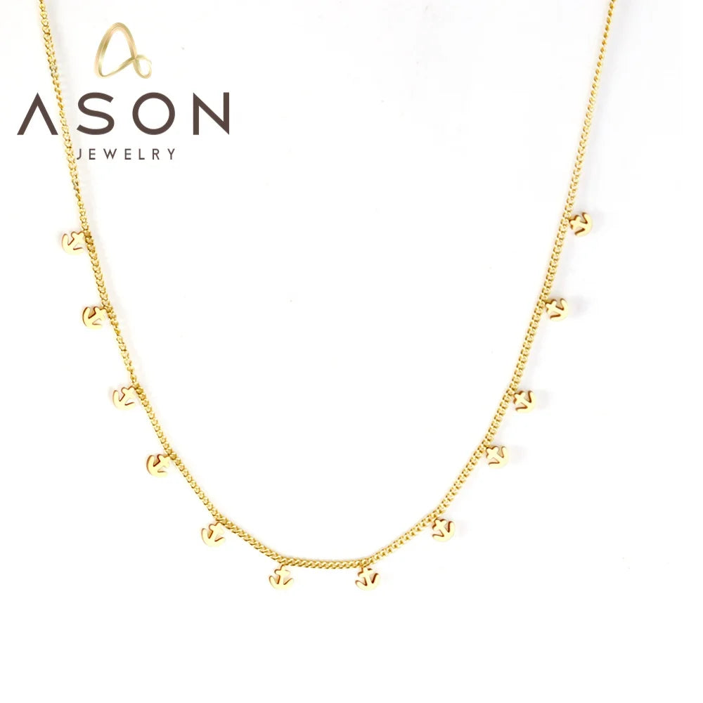 Ason Simple Stainless Steel Women's Delicate Ship Anchor Pendant Necklace Jewelry Fashion Anchor Charm Choker Necklaces