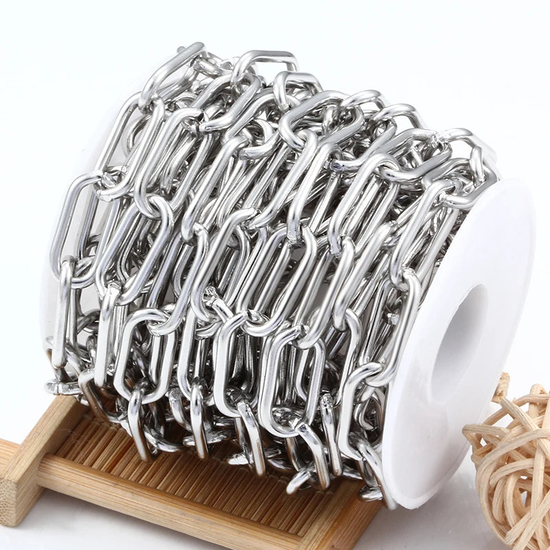 Oval Shape Handmade Stainless Steel Chain for Jewelry Making Big Size Unique Link Chains for Bracelet and Necklace