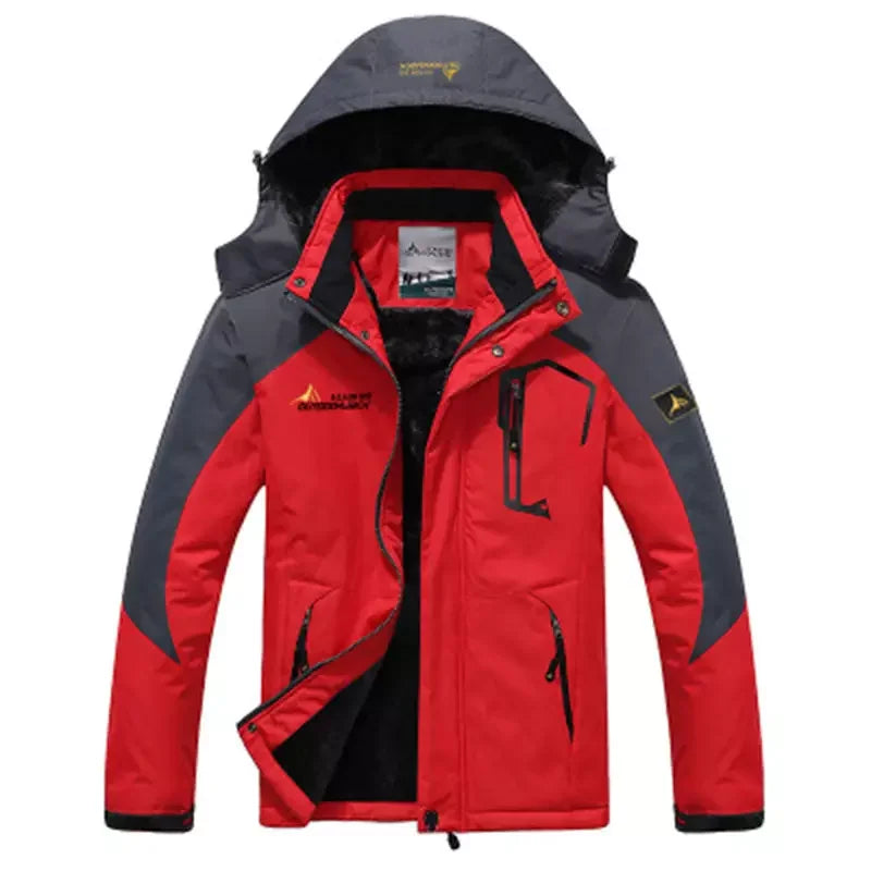 Men's Windproof Mountain Ski Jacket Winter Warm Snow Hooded Men's Rain Jacket With Hood Waterproof Stand Long Adults Soft Shell