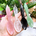 High Quality Healing Crystal Stone  Folk Crafts Rose Quartz clear Quartz Black Obsidian Green Aventurine Spoon for Tableware