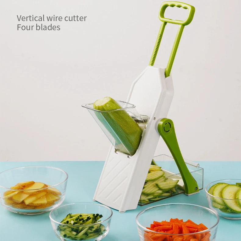 4 Blades Multifunction Handheld Vegetable Cutter with Storage Box Kitchen Press Grater Lemon Slicer Carrot Shredder Slicer