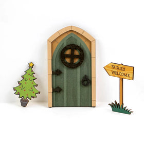 Custom Laser Cut Garden Decoration DIY Fairy Door with windows
