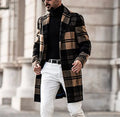 Plaid Design Men Long Coat Jacket Woolen Just One Piece Male Autumn Winter Casual Outwear Jacket Tuxedos Groomsman Coat Blazer