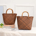 Foldable Large Capacity Handbags for Women PP Woven Tote Bag Beach Shoulder Bag Suitable for HolidayPicnic and Party