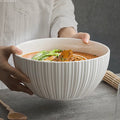 Factory Direct Round Striped Porcelain Soup Salad Rice Bowl Eco-Friendly for Hotel and Home Use