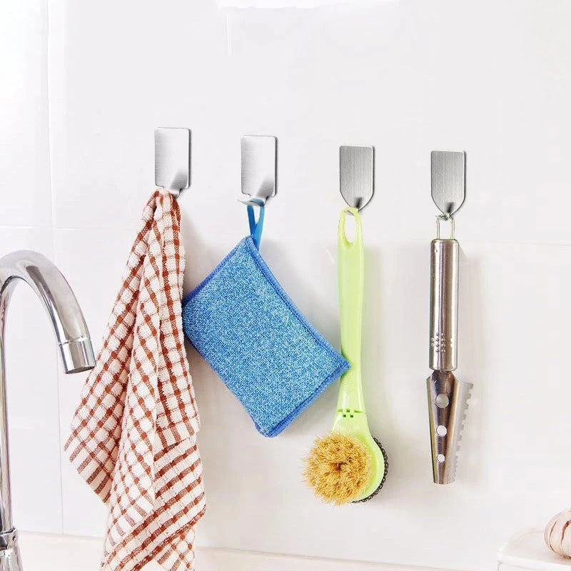Factory Price Wall Hook Nail-free Stainless Steel Self-adhesive Sticker Towel Hooks Holder Bathroom Multi-Purpose Home Storage