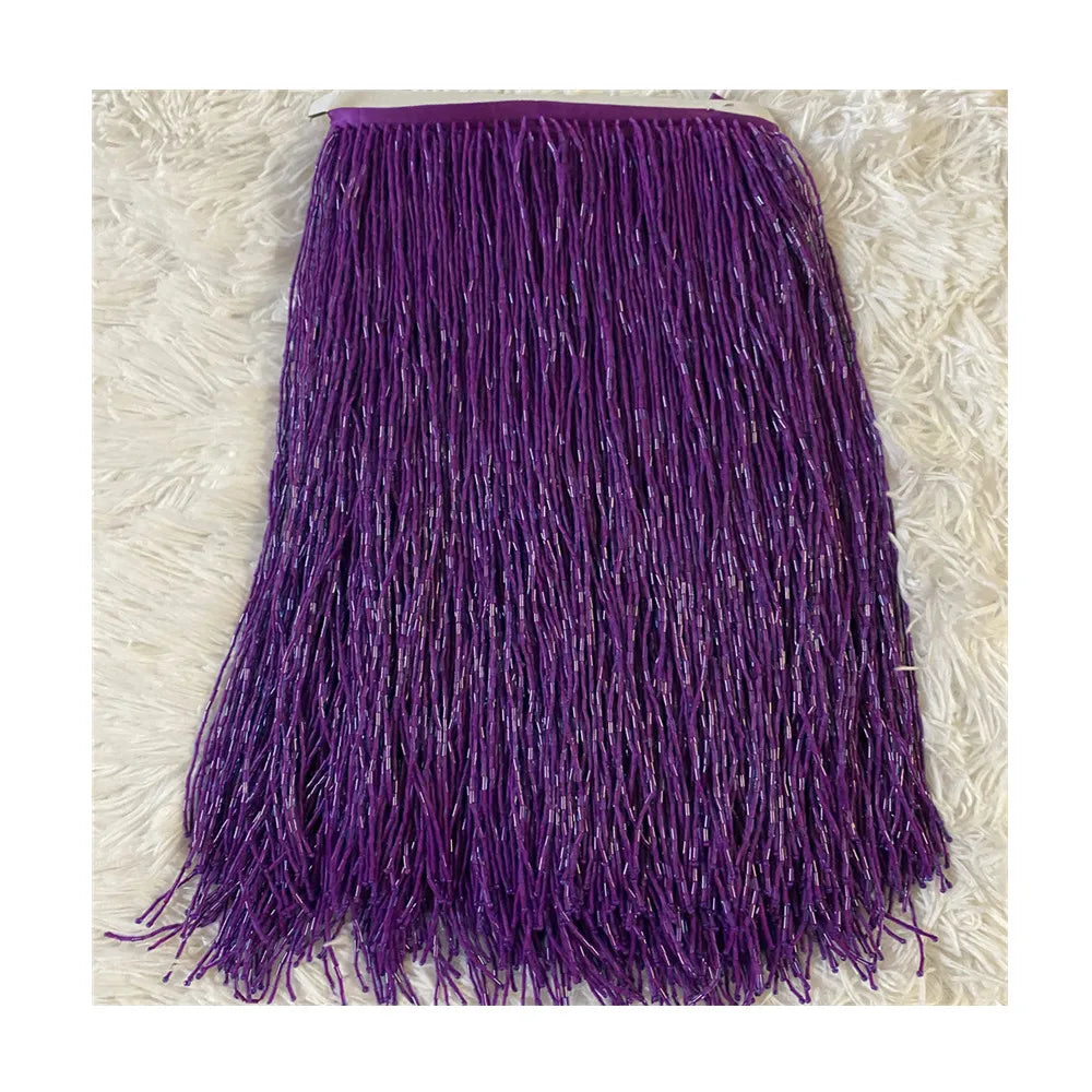 Wholesale More Colors 5Meter  30cm Heavy Seed Beaded Fringe Lamp Costume Trim Crafts