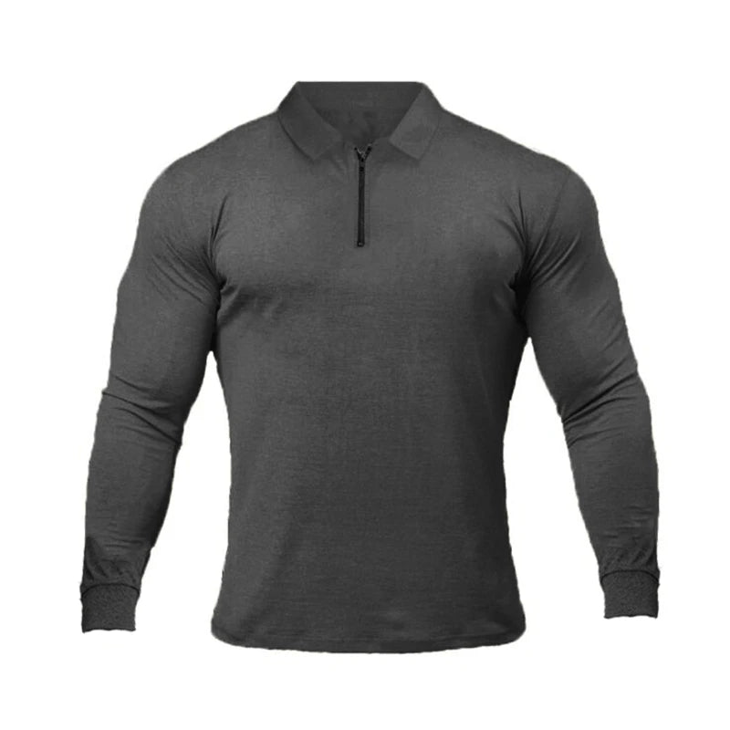 Custom Solid Color Men's Polo Shirts 100% Cotton Casual Polos Streetwear/street Long Sleeves Male t Shirts