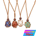 Wholesale Vintage Quartz Jewelry Amethyst Obsidian Gem Natural Circle Crystal Healing Stone Raw Necklace Rough Gemstone Pendant