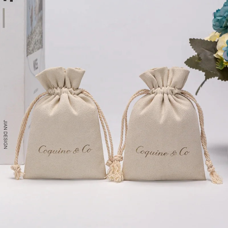 Custom Luxury Earring Pouch Pink Microfiber Jewelry Pouch Bags Best Quality Drawstring Pouch Jewelry Packaging