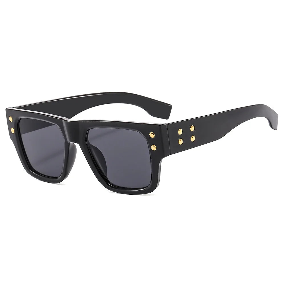 Luxus High Quality Classic Men Spike Sunglasses Rivet Dropship Custom Logo Print Shutter Shade Square Acetate Sunglasses