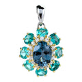 Gorgeous 925 Sterling Silver London Blue Topaz Pendant Rhodium Gold Plated Anniversary Gift for Women Featuring Natural Charm