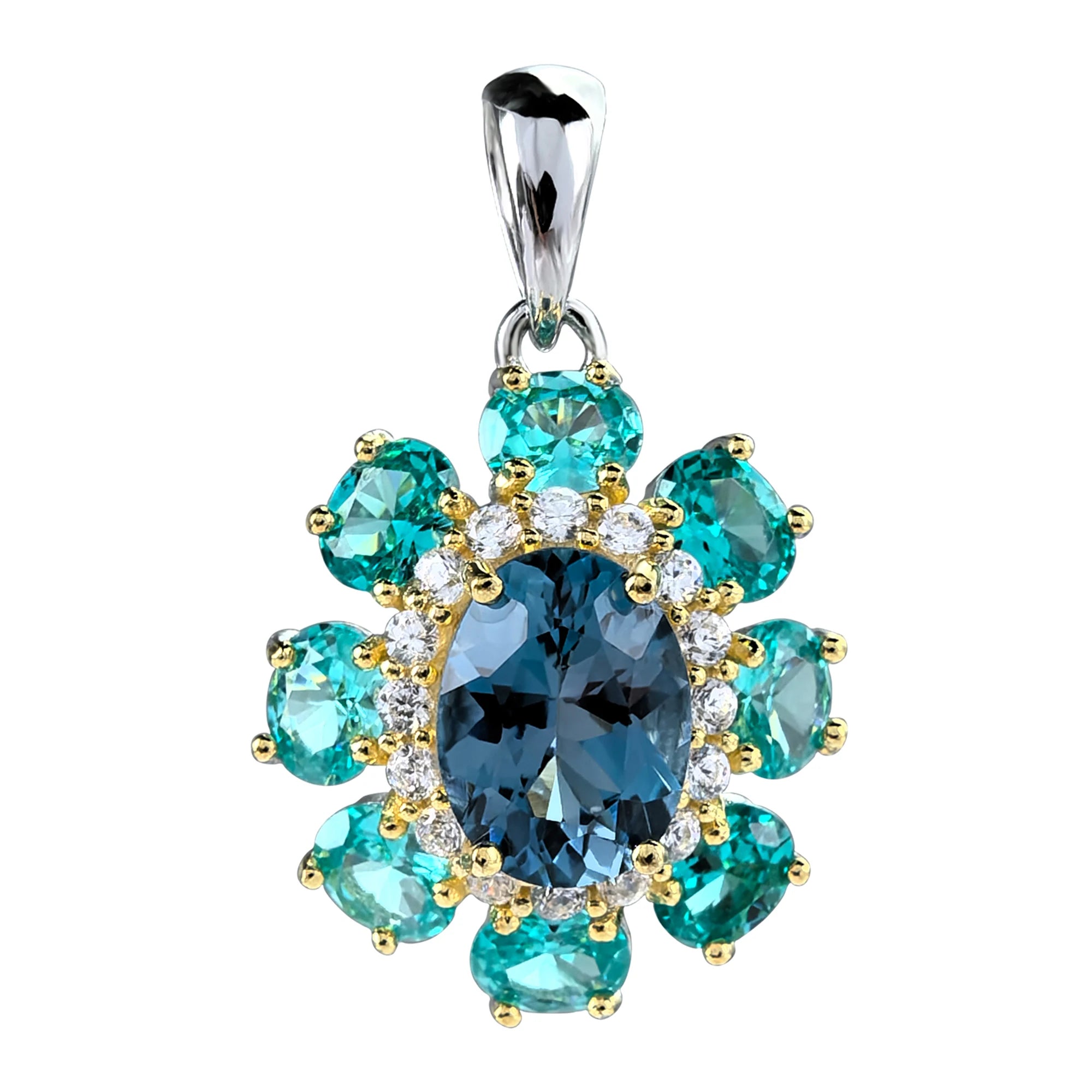 Gorgeous 925 Sterling Silver London Blue Topaz Pendant Rhodium Gold Plated Anniversary Gift for Women Featuring Natural Charm