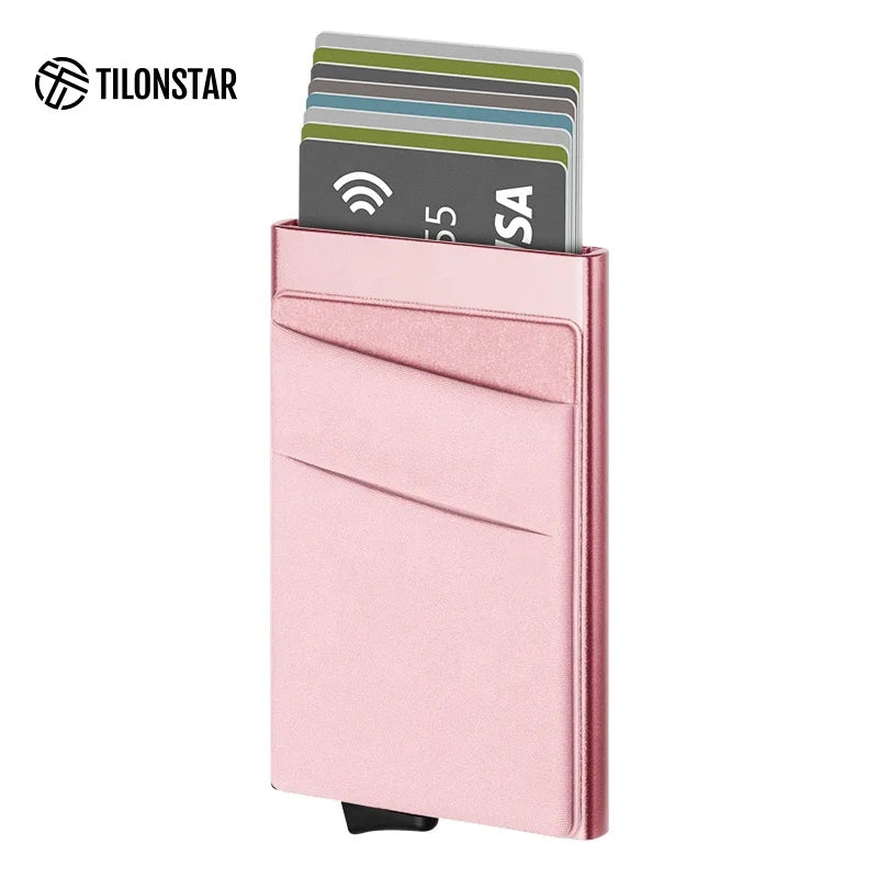 TILONSTAR TVC104 Aluminum Card Protector Minimalist Men Credit Card Holder Business RFID Pop up Card Holder Case