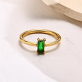 Fast Delivery Lady Gold Plated Rings Stainless Steel Jewelry Women Green White Rectangle Cubic Zirconia Rings