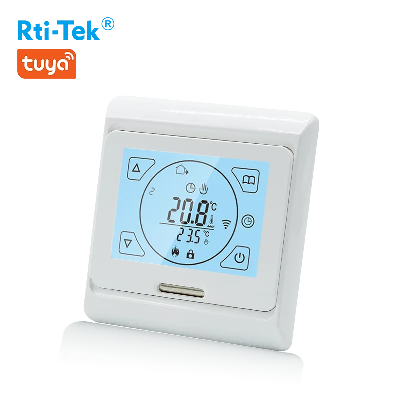 Rti-Tek WiFi Smart Gas Boiler Thermostat Touch Screen Programmable Floor Heating Parts with 2-Year Warranty for Apartment Use