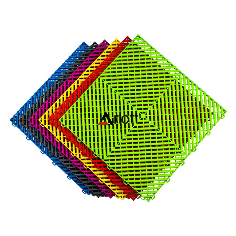 Heavy Duty Interlocking PVC Floor Tiles Click Lock Installation PP Material for Car Garage Villa Floor Covering Vinyl Flooring
