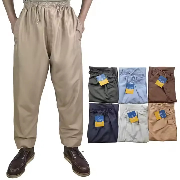 Muslim Adult Casual Trousers Lined Solid Loose Comfortable Longs Contains Arabian Bottoms Pants for Men