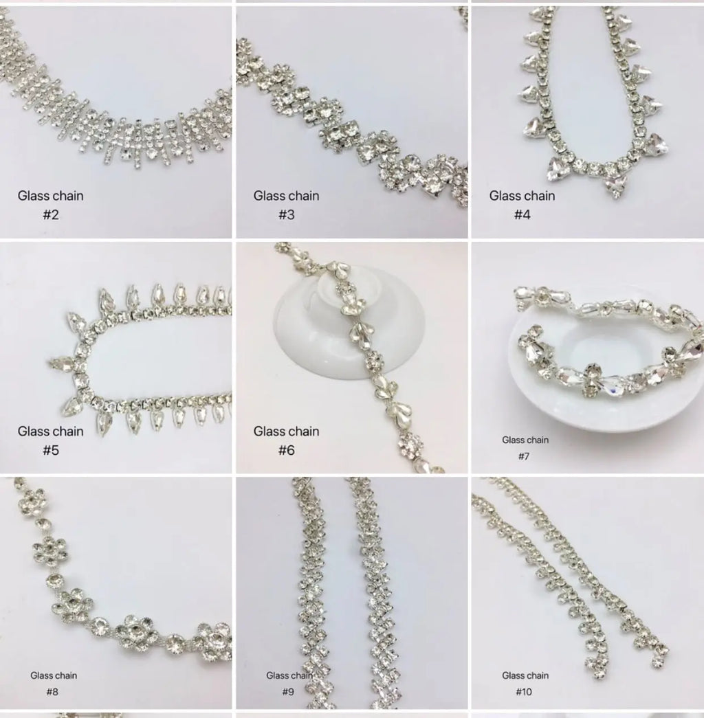 SINRONG Glass Diamond Decorative Rhinestone Flower Chain Pearl Chain for DIY Crystal Trimmed Shoes and Dresses