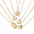 Women's Tarnish-Free Geometric White Shell Stainless Steel Accessory Necklace Waterproof Oval Heart Pendant Trendy Style