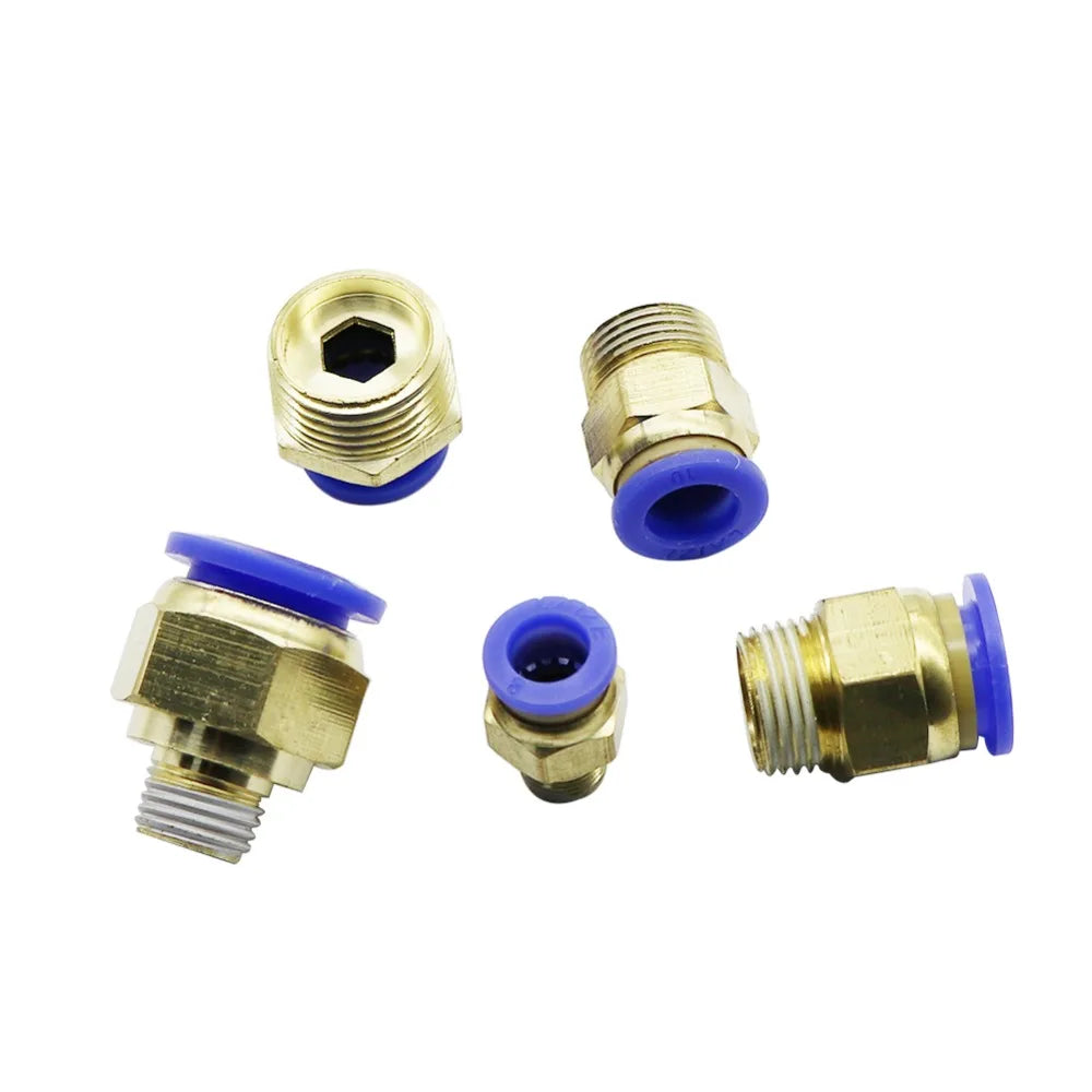 Garden Irrigation 1/8'' 1/4'' 3/8'' 1/2'' Male Thread to 6mm Straight Push in Connector Air Compressor Pneumatic Fittings