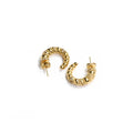 Custom Designer 14K 18K Gold Plated Women's Stainless Steel Earrings Trendy Chunky Twist Hoop Croissant Zircon Style