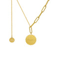 Dainty Minimalist 18K Gold Plated Stainless Steel Gear Smile Letter Tassel Necklace for Female Daily Office Wear
