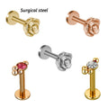 Stainless Steel Zirconia Rose Ball Shaped Labret Nose Ring Tragus Ear Nail Titanium Clear Acrylic Septum Navel Piercing Jewelry