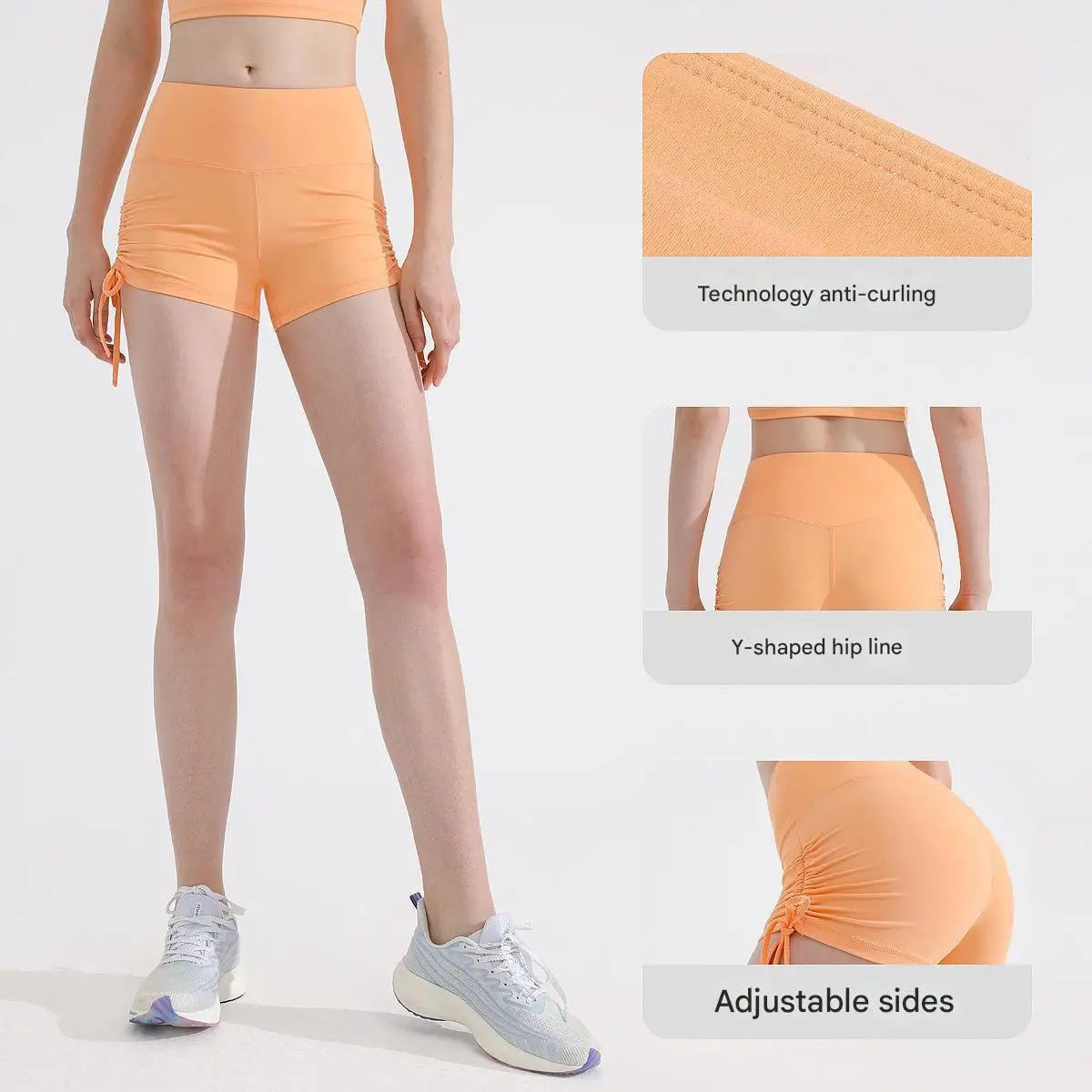 Sports Yoga Shorts Women Drawstring Adjustment High Waist Peach Buttock Shorts Quick Dry Fitness Running Outdoor Sports Shorts