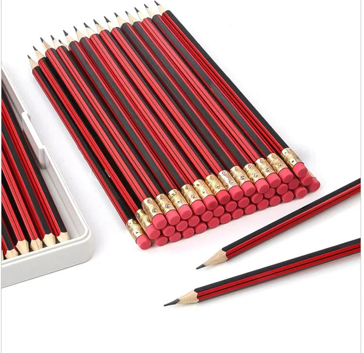 Standard Classical HB Wooden Cheap Stationery Red HB Graphite Triangle Pencil for Kids Student