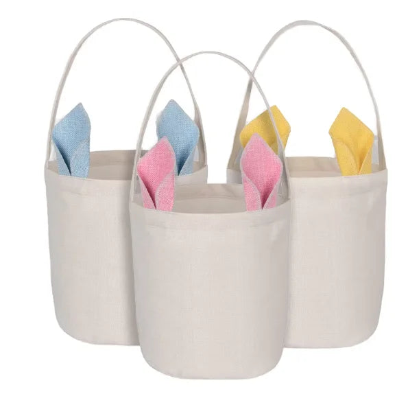 OurWarm New Creative Osterkorb Happy Easter Cotton Buckets Gift Bag Cut Bunny Easter Basket With Handle