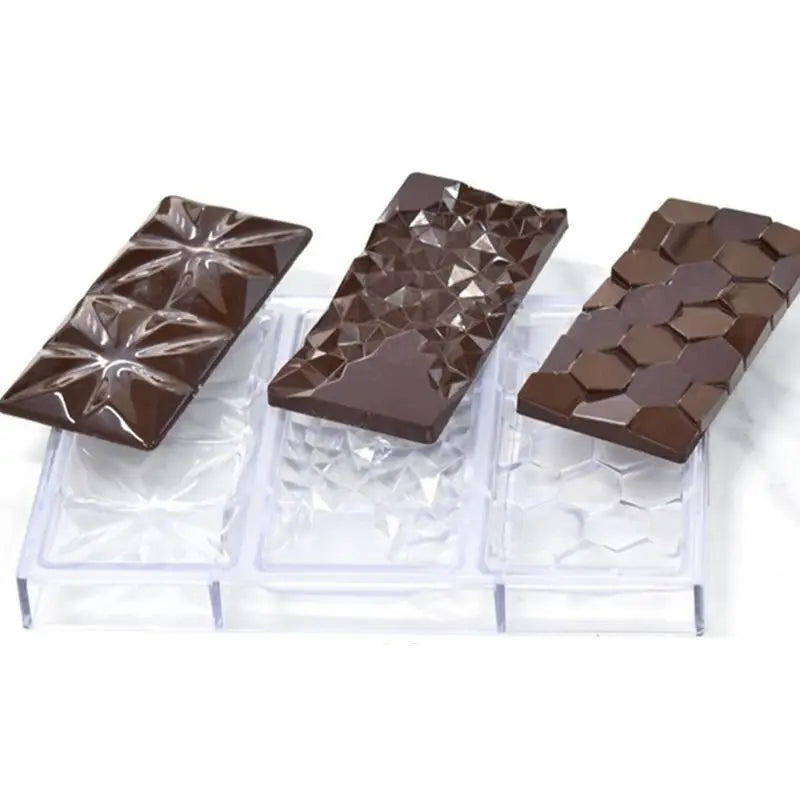 HY 3 Cavity Diamond Polycarbonate Chocolate Bar Molds