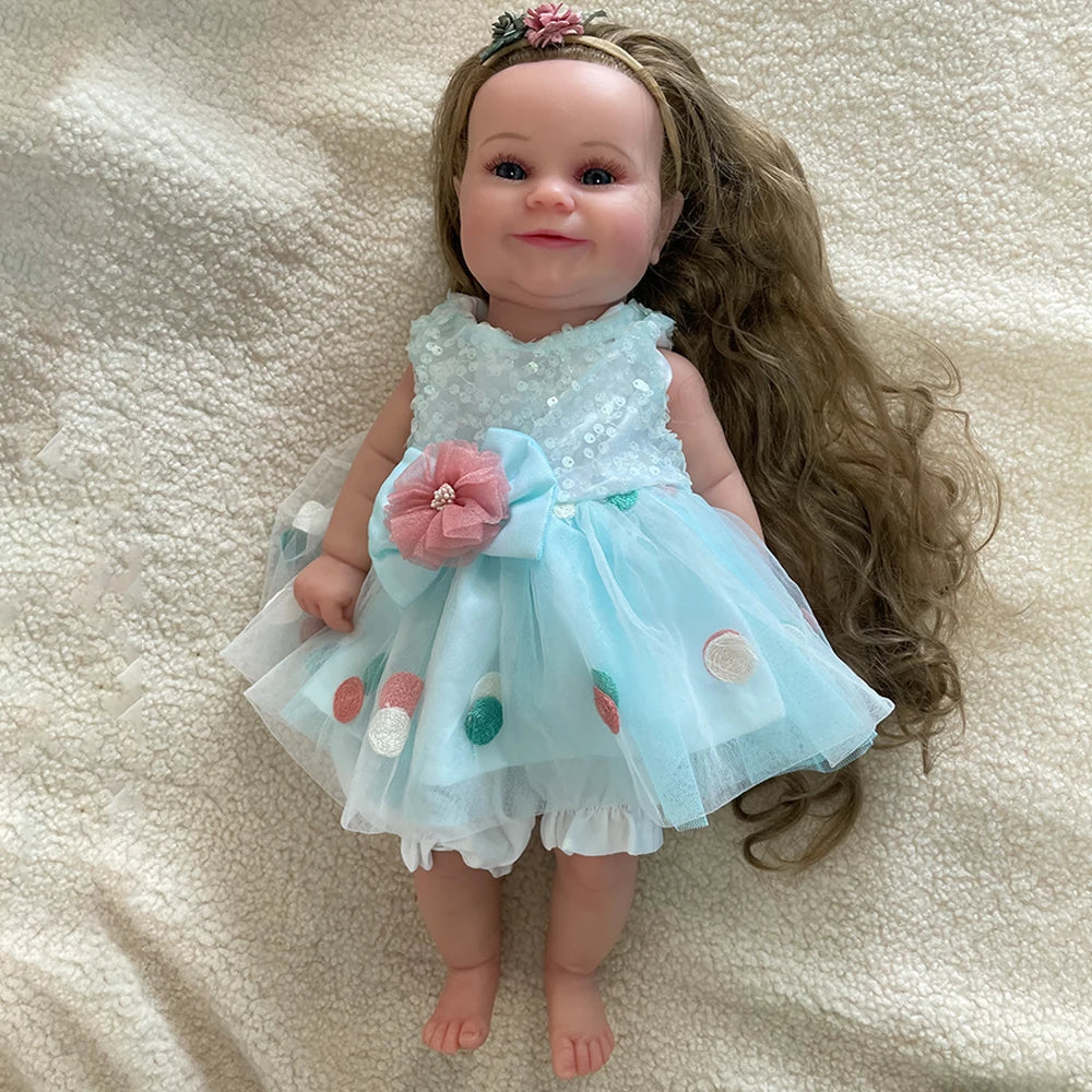 Lifelike 50CM 20" Stretchy Soft Silicone Reborn Baby Doll Blank Painted Newborn Girl Maddie With Hair Artist Collectibles