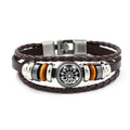 Vintage Men Bead's Leather Bracelet Handmade Leather Cuff Bracelet Punk Style Leather Wrap Wristband for Men