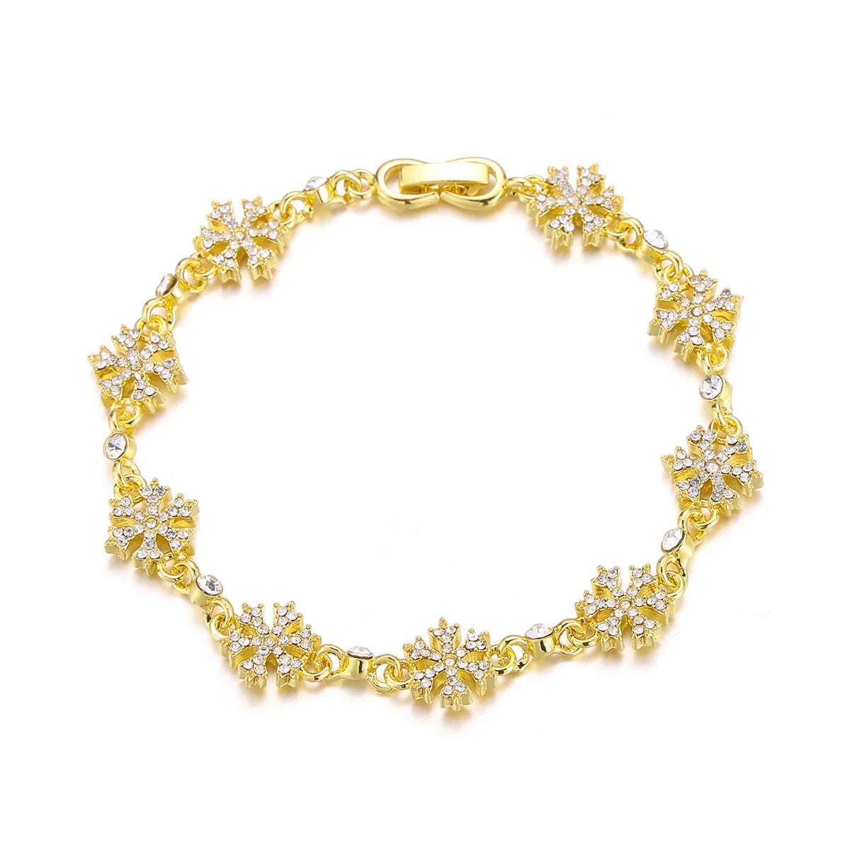 Hot Sale Hiphop Iced Fashion Alloy Crystal Jewelry Gemstone Snowflakes Chain Necklace Bracelet Chain Set