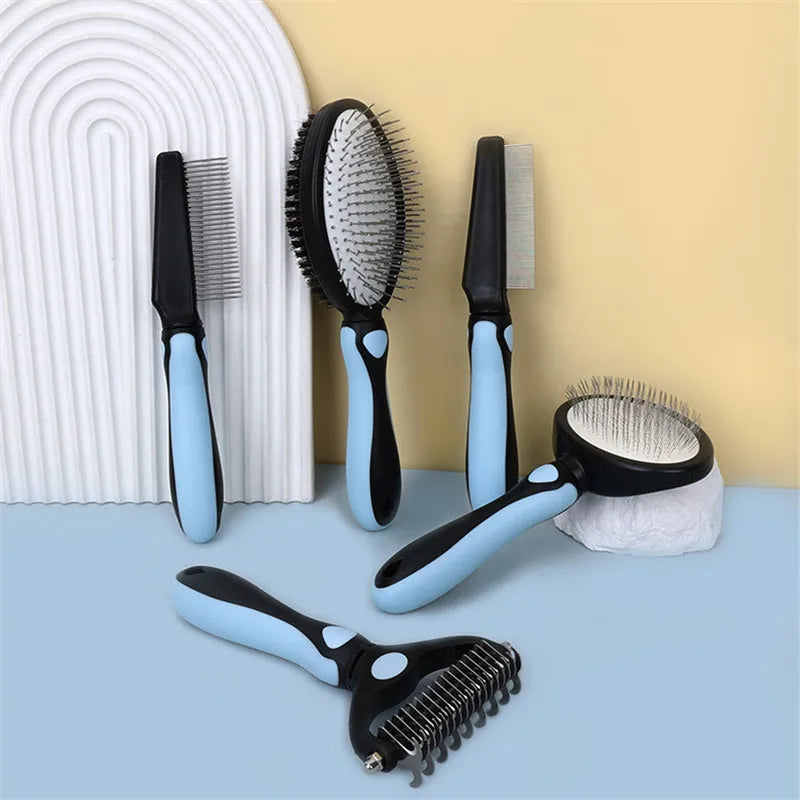 Blue Black Series Pet Grooming Comb for Dogs Cats Hair Cleaning Brush Fleas Knots Mats & Loose Hair Removal Dog Brushes