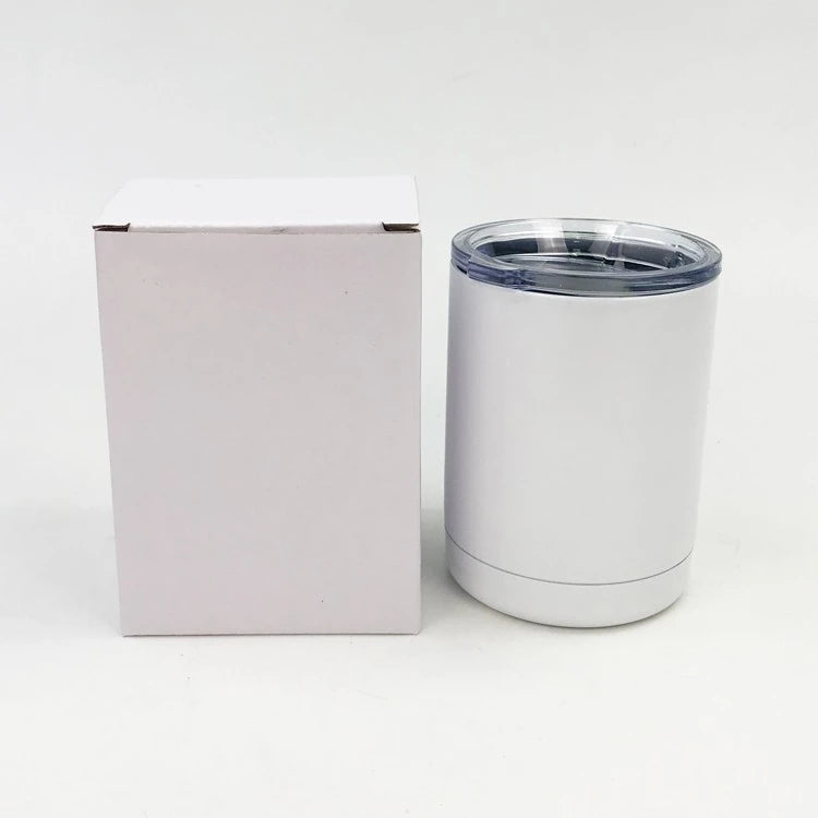304 Stainless Steel 10 oz White Low Ball Vacuum Insulated Double Wall Eco-Friendly Sublimation Tumblers with Lid
